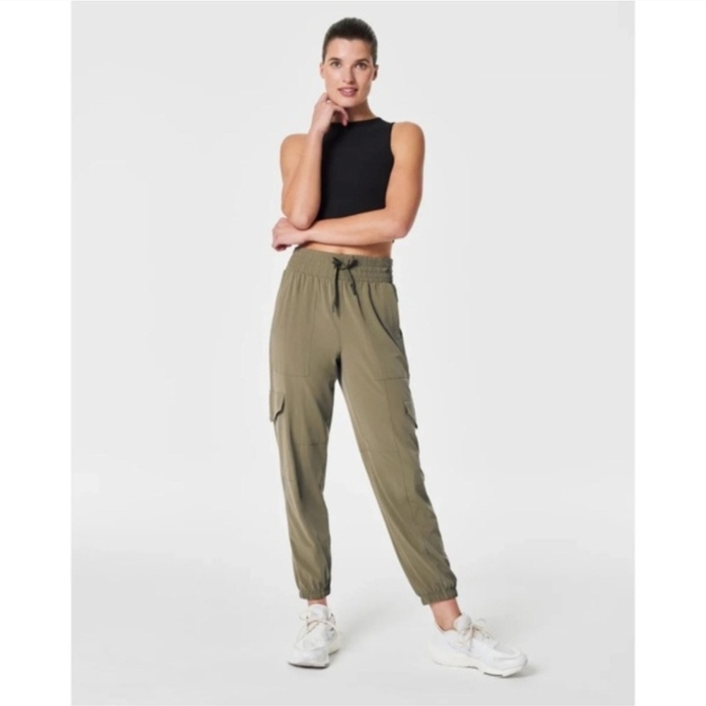 Spanx New Out Of Office Tusxan Olive Joggers SZ XL‎ Drawstring Cargo Comfy